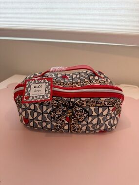 Brighton Red and Cream 'Wild Love' Cosmetic Bag with Leopard Bow